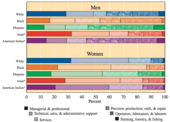 Distribution of US occupations by race.