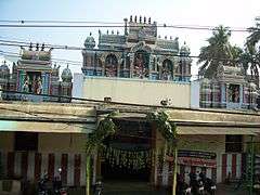 Southern entrance of the temple showing gated building