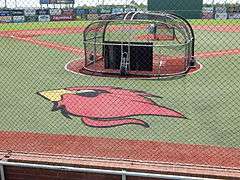 Vincent-Beck Stadium infield and batter's cage