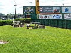 Picnic area along the left field line