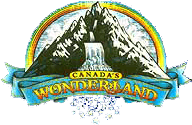 An illustration of a mountain and rainbow, and the words Canada's Wonderland.