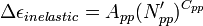  \Delta \epsilon_{inelastic} = A_{pp}(N'_{pp})^{C_{pp}} 