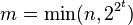 m = \min(n,2^{2^t})